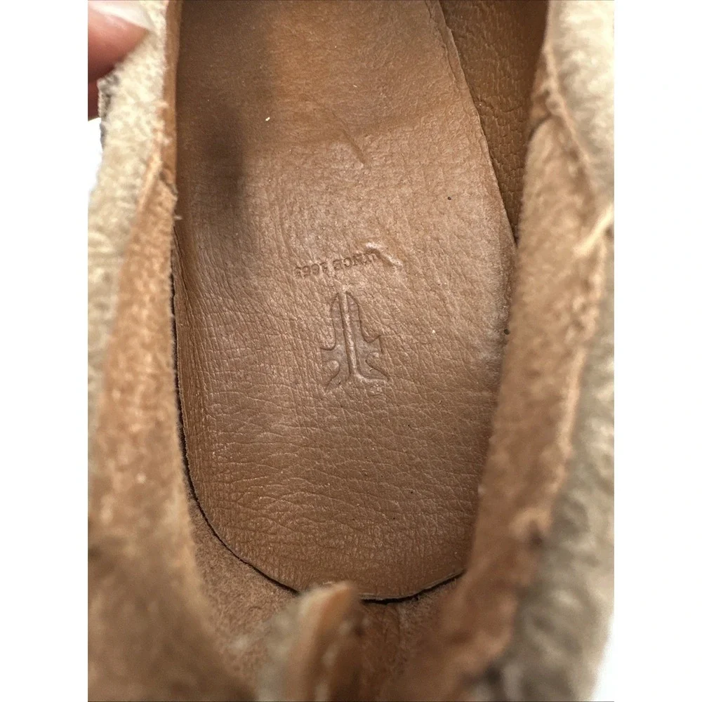 Frye Carson Taupe Suede Leather Zip Block Heel Shootie Ankle Boots Size 9